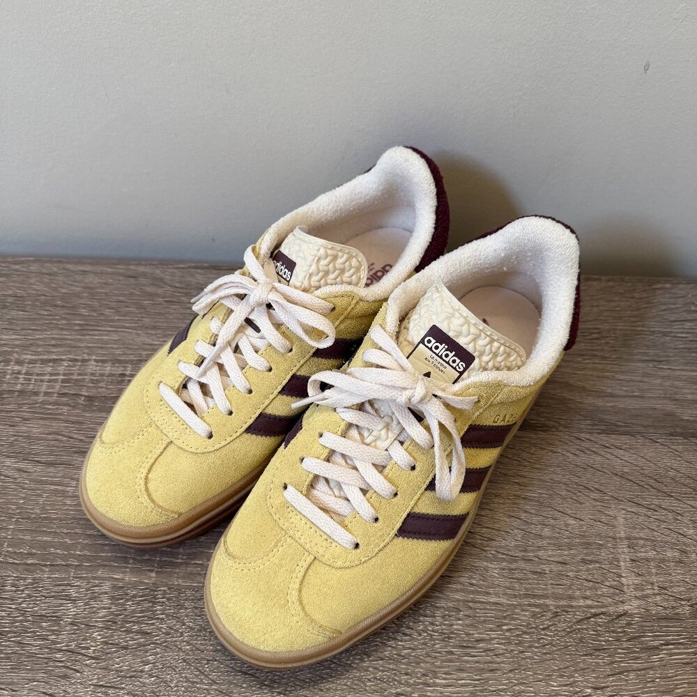 Adidas Gazelle Bold Platform Sneakers Size 6.5 Yellow Maroon
